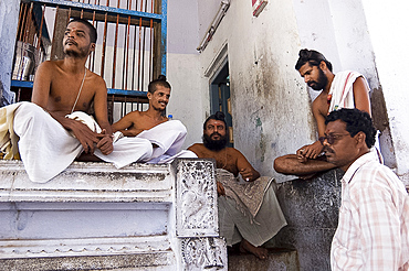 Four Dikshitar priests of the Chidambaram temple, considered the foremost amongst the devotees of the Lord Siva, Cuddalore District, Tamil Nadu, India, Asia