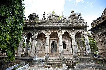 One of the ornately carved 18th century stone mausoleums belonging to the Babi dynasty, Tombs of Babi Kings, Junagadh, Gujarat, India, Asia