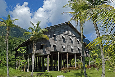 Melanau Tall House, Sarawak Cultural Village, Santubong, Sarawak, Malaysian Borneo, Malaysia, Southeast Asia, Asia