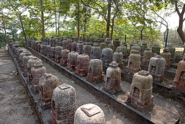 Stone votive stupas found at the site of 5th century Ratnagiri monastery by the Archaeological Survey of India, Ratnagiri, Odisha, India, Asia