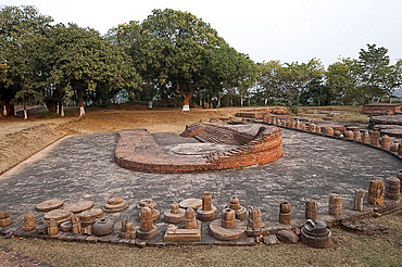 Remains of a 5th century Buddhist temple with the only curvilinear tower found in Odisha, at Ratnagiri monastery, Odisha, India, Asia