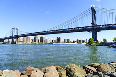 Manhattan Bridge spanning the East River, New York City, United States of America, North America