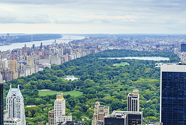 High angle view over Central Park looking north, New York, United States of America, North America