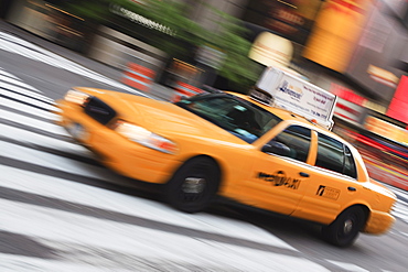 Taxi in Times Square, motion blur, Manhattan, New York City, New York, United States of America, North America