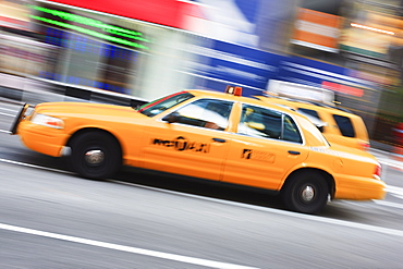 Taxi, Times Square, Manhattan, New York City, New York, United States of America, North America