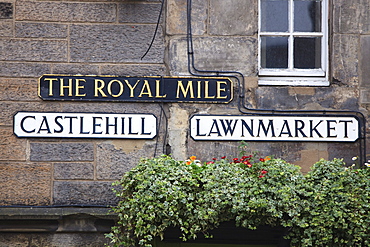 Signs, Royal Mile, Edinburgh, Lothian, Scotland, United Kingdom, Europe