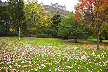 Princes Street Gardens and Edinburgh Castle, Edinburgh, Lothian, Scotland, United Kingdom, Europe