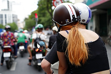 Heavy traffic, motorbikes on the street, Ho Chi Minh City, Vietnam, Indochina, Southeast Asia, Asia