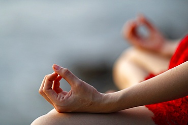 Woman in meditation, Jnana mudra, Kep, Cambodia, Indochina, Southeast Asia, Asia