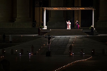 Pope Francis presides over Good Friday's Way of the Cross (Via Crucis) at St. Peter's Square, Vatican, Rome, Lazio, Italy, Europe