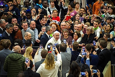 Pope Francis during his weekly general audience in Paul VI Hall at the Vatican, Rome, Lazio, Italy, Europe