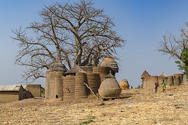 Earth tower house, called takienta, of Batammariba people in Koutammakou region, La Kara, Togo, West Africa, Africa