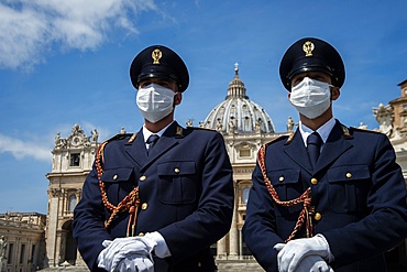 Italian policemen on Saint Peter's Square, Vatican, Rome, Lazio, Italy, Europe