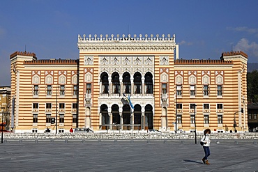 Rebuilt City Hall and National Library, Sarajevo, Bosnia and Herzegovina, Europe