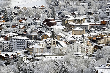 Saint Gervais Mont-Blanc village, a famous ski resort, Saint-Gervais, Haute Savoie, French Alps, France, Europe