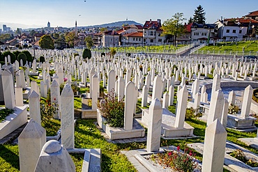 Martyrs' Memorial Cemetery Kovaci, the main cemetery for soldiers from the Bosnian Army, Stari Grad, Sarajevo, Bosnia, Europe