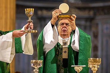 Archbishop Michel Aupetit, Eucharist celebration, Mass in Saint-Philippe-du-Roule Catholic Church, Paris, France, Europe