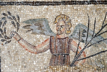 Mosaic floor, 4th century, a Christian mosaic version of Victoria, Roman goddess of Victory, Basilica of Aquileia, UNESCO World Heritage Site, Aquileia, Friuli Venezia Giulia, Italy, Europe