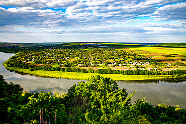 View of the Dniestr River and Ukraine from Soroca, Moldova, Europe