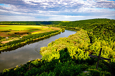 View of the Dniestr River and Ukraine from Soroca, Moldova, Europe