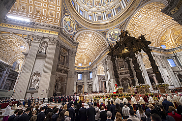 Pope Francis presides over the Easter Vigil in St. Peter's Basilica, UNESCO World Heritage Site, Christians around the world marking Holy Week, Vatican, Rome, Lazio, Italy, Europe