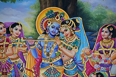 Sri Krishnan Hindu temple, Hindu God Lord Krishna and his wife Radha, Singapore, Southeast Asia, Asia