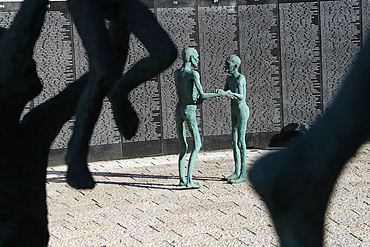 Wall of Names, The Jewish Holocaust Memorial, designed by Kenneth Treister in memory of all Jews lost in the Holocaust, Miami Beach, Florida, United States of America, North America