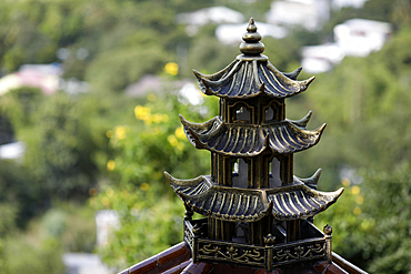 Phat Quang Buddhist temple, detail of a traditional Buddhist temple roof, Chau Doc, Vietnam, Indochina, Southeast Asia, Asia