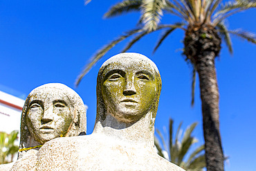 Detail, Statue of Three Women, Sitges, Catalonia, Spain, Europe