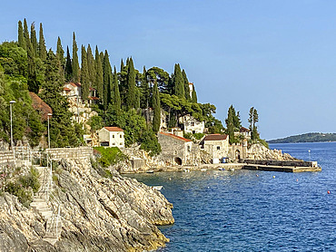 Trsteno village by the Adriatic Sea on the Dalmatian coast, Trsteno, Croatia, Europe