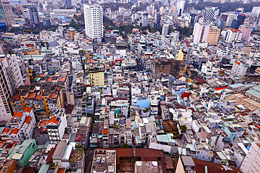 Aerial view during the day with residential houses, Ho Chi Minh City, Vietnam, Indochina, Southeast Asia, Asia