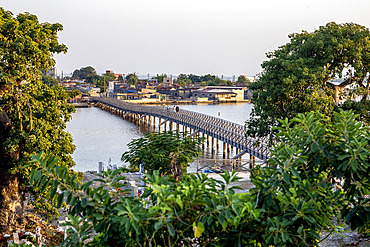 Catholic graveyard and bridge in Fadiouth, Senegal, West Africa, Africa