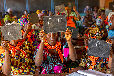 Adult literacy class in Mitro, Benin, West Africa, Africa