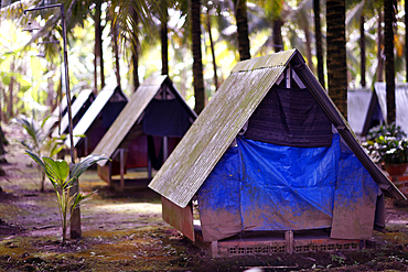 Tents in camp accommodation for vacation, An Giang Province, Mekong Delta, Vietnam, Indochina, Southeast Asia, Asia, Asia