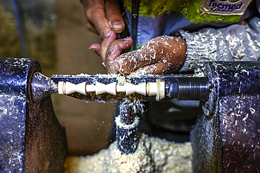 Craftsman at work in a workshop in Marrakesh, Morocco