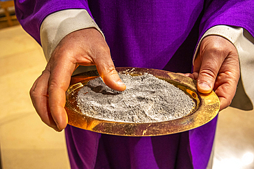 Ash wednesday celebration in Saint Philippe du Roule church, Paris, France.