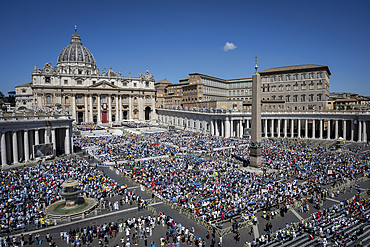 Pope Francis celebrates a mass on World Children's Day at St Peter's Basilica in the Vatican on May 26, 2024..