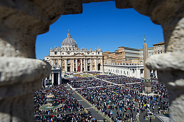 Pope Francis leads the Easter Sunday mass on April 9, 2023 in St. Peter's square at The Vatican, as part of celebrations of the Holy Week..