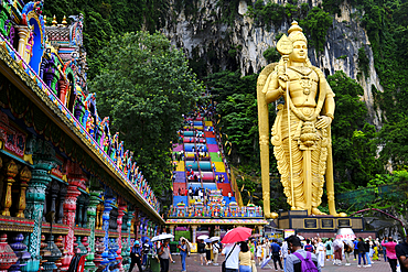 Murugan the Hindu God of war and victory. Massive statue at Batu Caves. Kuala Lumpur. Malaysia.