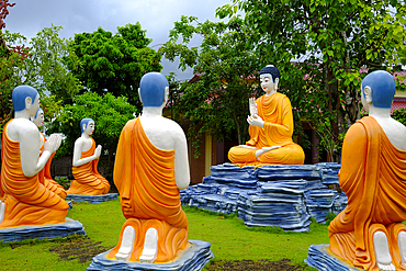 Thien Truc buddhist pagoda. The Life of the Buddha, Siddhartha Gautama. The Buddha preached His first sermon to the five monks at the Deer Park in Varanasi. Bac Lieu. Vietnam. .