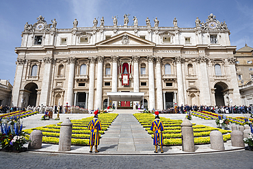 Cardinal Angelo Comastri presides over the Easter Mass as part of the Holy Week celebrations, at St Peter's square in the Vatican on April 20, 2025.
