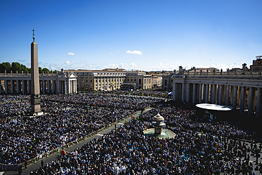 Funeral ceremony of the late Pope Francis at St. Peter's Square in the Vatican on April 26, 2025.