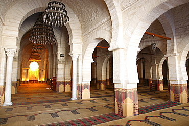 Prayer hall of the Great Mosque, Medina, Sousse, Tunisia, North Africa, Africa