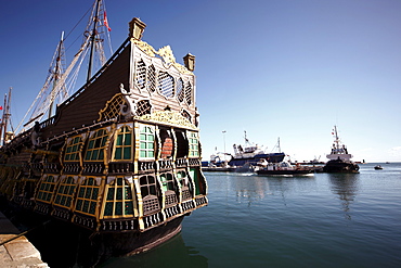 Decorated tourist sailing ship in port, Sousse, Gulf of Hammamet, Tunisia, Mediterranean, Europe