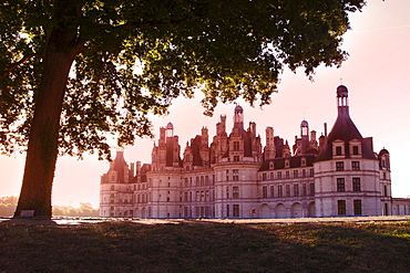 North facade in the early morning, Chateau de Chambord, UNESCO World Heritage Site, Loir-et-Cher, Loire Valley, France, Europe