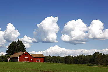 Cumulus clouds and countryside, Savonlinna, Savonia, Finland, Scandinavia, Europe