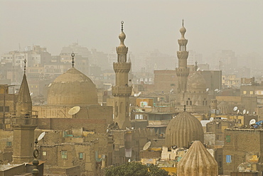 Smog over the minarets of Cairo, Egypt, North Africa, Africa