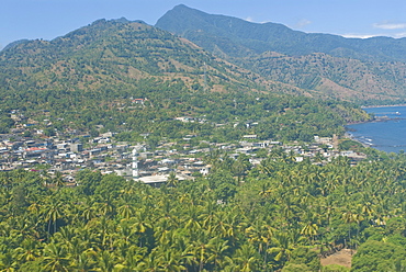 Aerial view of the island of Anjouan (Ndzuani) (Nzwani), Comoros, Indian Ocean, Africa