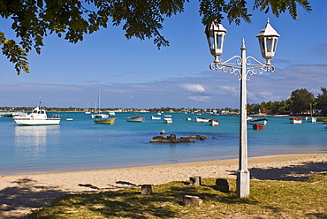 The bay and beach of Grand Baie, Mauritius, Indian Ocean, Africa