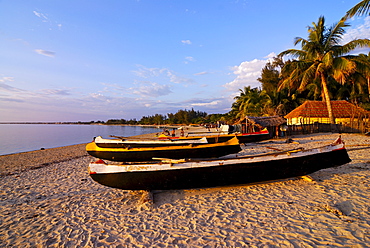 Fishing boats on the beach of Ifaty, near Toliara, Madagascar, Indian Ocean, Africa